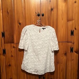 Staacato White Floral Lace Short Sleeve Blouse